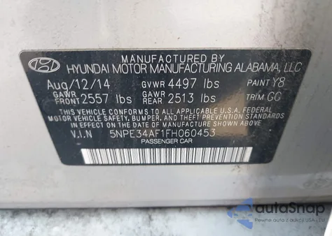 2015 Hyundai Sonata Sport/Limited из США, поврежденный, VIN 5NPE34AF1FH060453